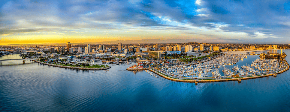 Long Beach, CA waterfront skyline